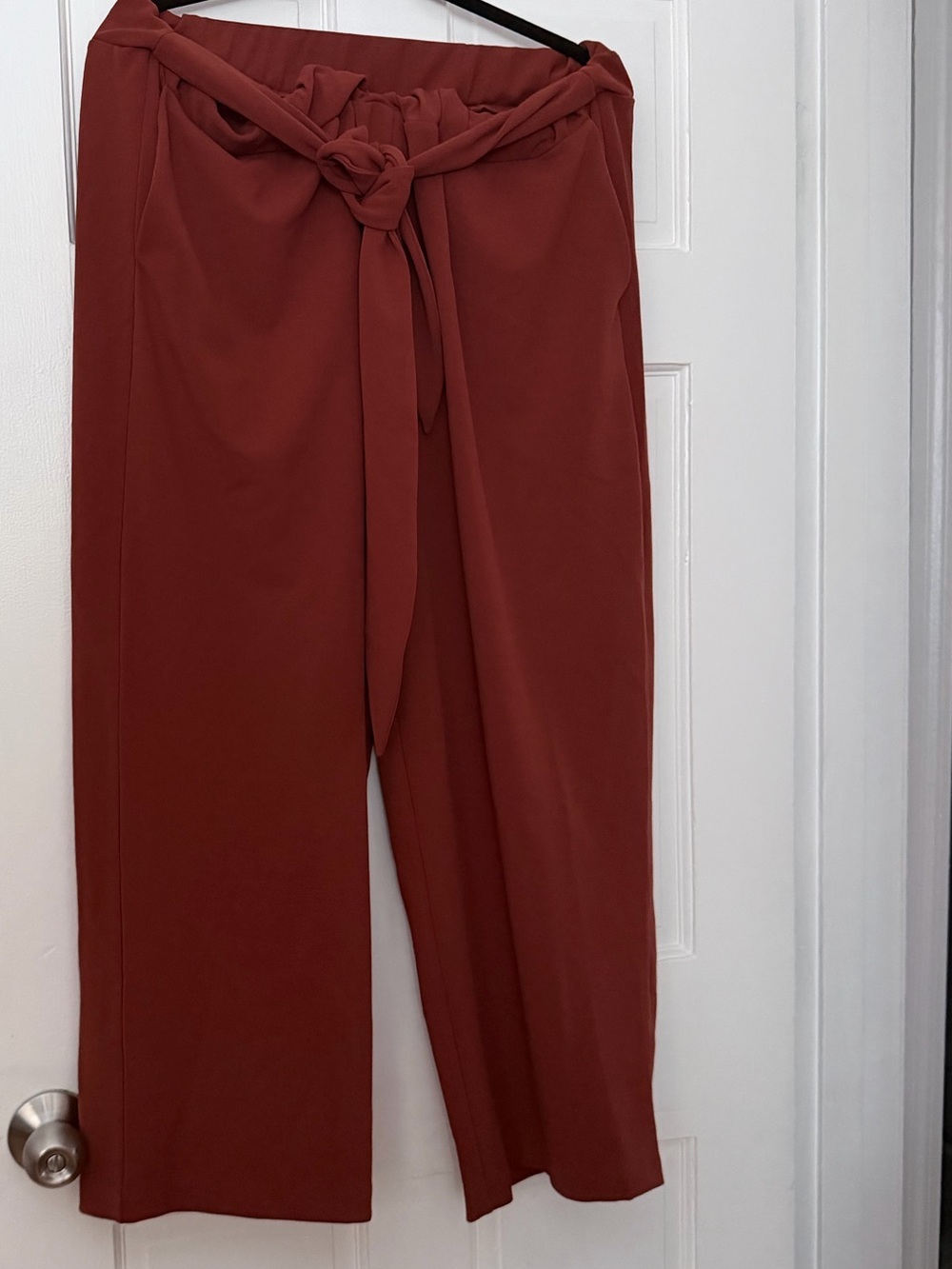 Eloquii Rust Paperbag Waist Cropped Pants with Tie